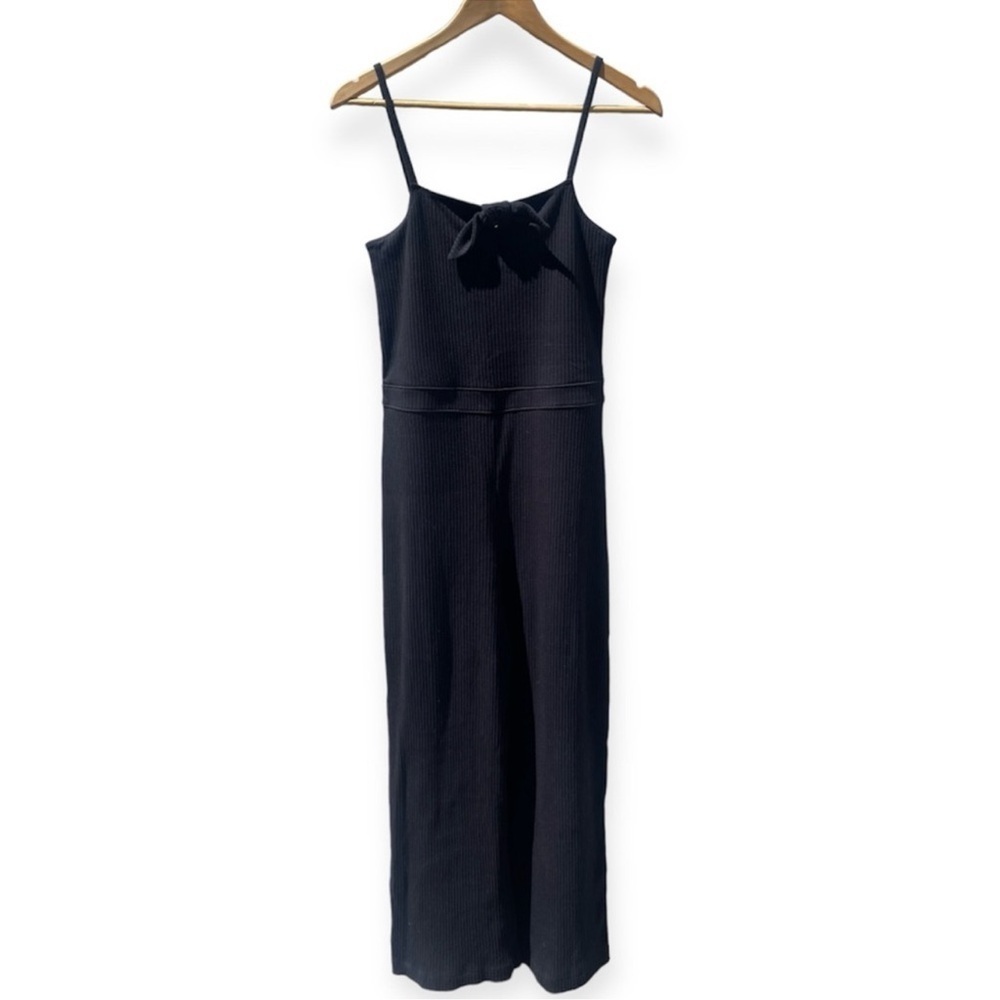Abercrombie & Fitch Tank Black Ribbed Bow Front‎ jumpsuit​​​